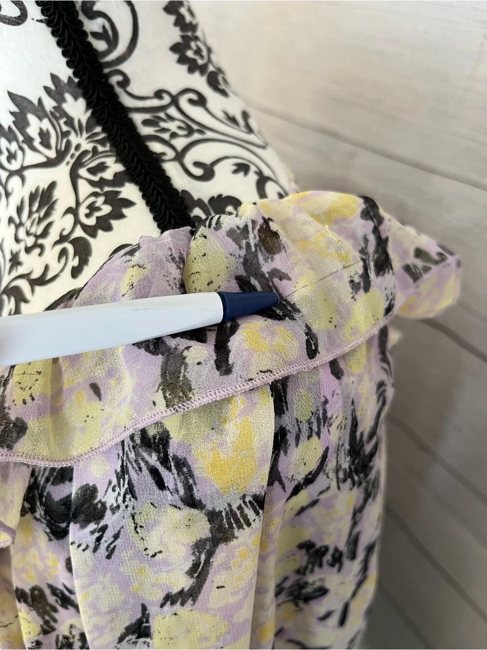 Free People | Lavender Floral Ruffle Smocked Puff-Sleeve Top